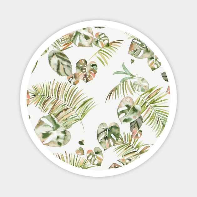 Tropical leaves Gold green Magnet by ninoladesign